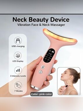 Neck Beauty Device Vibration Face & Neck Massager - Pink
